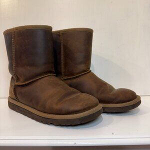 Ugg Boots Classic Short Leather Brown Women's  Size 6